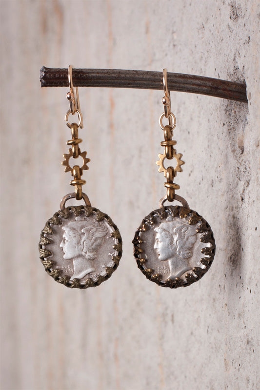Vintage Dime 14kt. Earrings