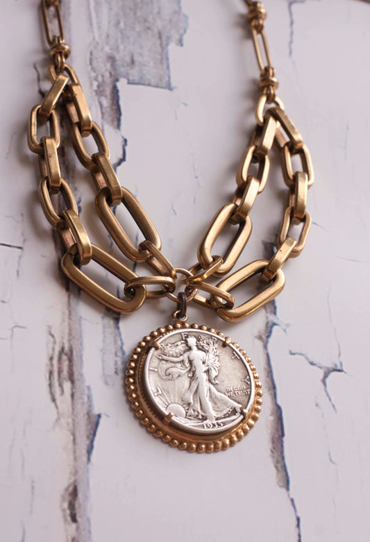 Vintage Liberty 1/2 Dollar Necklace