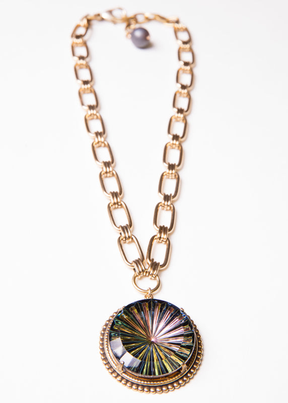 Tabac Pinwheel Austrian Crystal Necklace