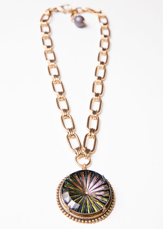 Tabac Pinwheel Austrian Crystal Necklace