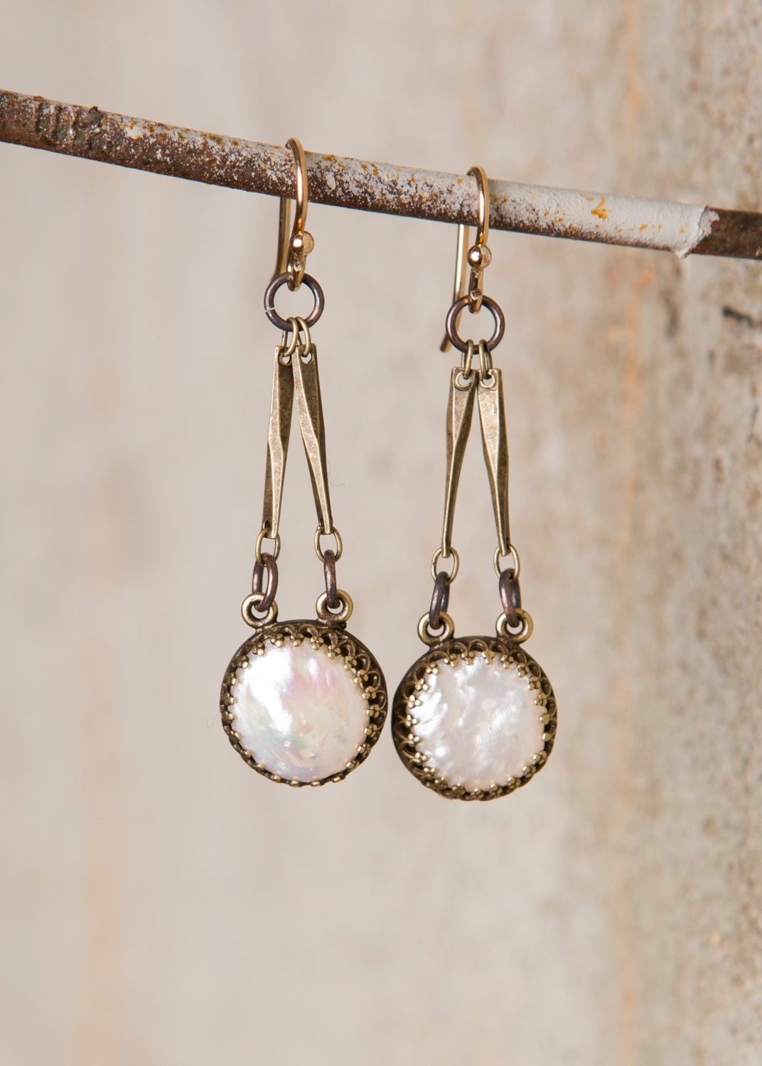 Pearl  & Bronze Earrings